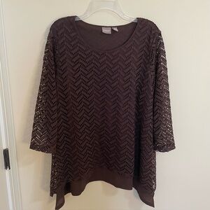 Chico's Dark Brown Crochet Blouse